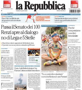 La prima pagina di Repubblica 