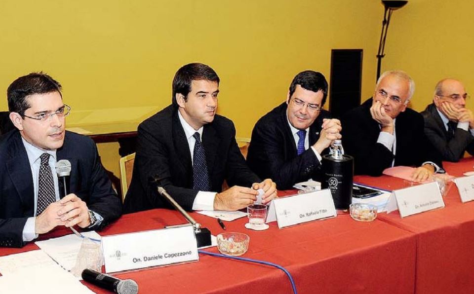 Da sinistra Capezzone, Fitto, Distaso, De Tomaso e Rossi (photo Gazzetta Mezzogiorno/Turi) 