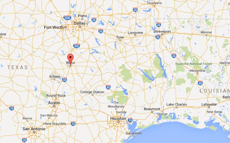 la mappa dove si trova Waco in Texas