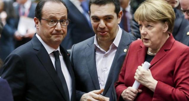 Merkel Hollande e Tsipras in una foto di qualche settimana fa