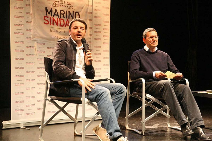 Matteo Renzi e Ignazio Marino (Foto Omniroma)