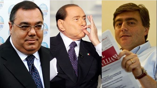 da sinistra De Gregorio, Berlusconi e Lavitola