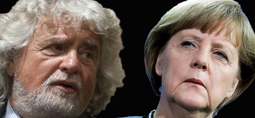 Beppe Grillo e Angela Merkel