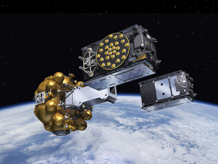 Il momento della separazione dei due satelliti Galileo (Esa)