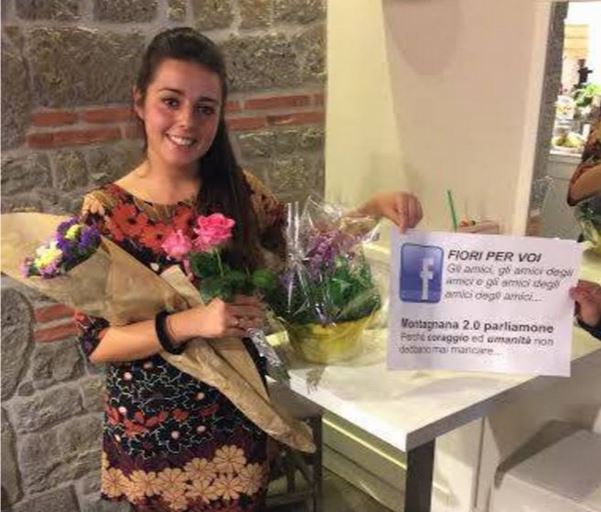 Laura Cioetto riceve fiori a Montagnana, Padova