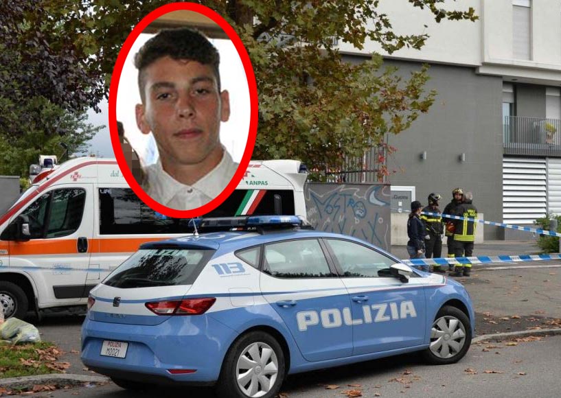 Il luogo della tragedia. Nel riquadro il ragazzo morto, Elia Barbetti