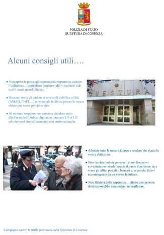 Truffe agli anziani, Questura di Cosenza spiega come prevenirle