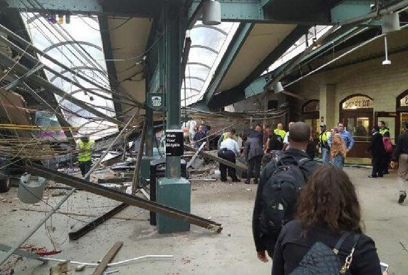 incidente treno stazione Hoboken a New York
