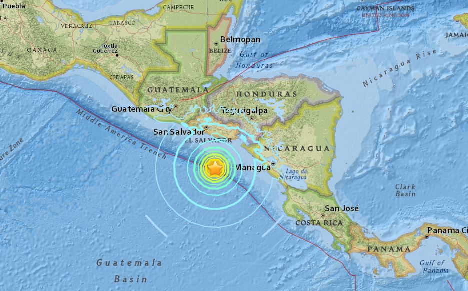 Terremoto magnitudo 7 nel Pacifico, tra El Salvador e Nicaragua