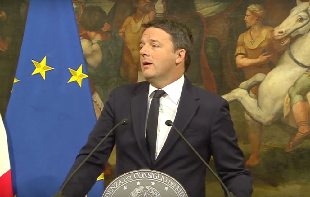 Matteo Renzi annuncia le dimissioni a palazzo Chigi 