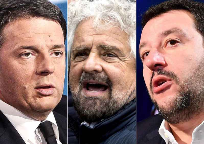 Renzi Grillo e Salvini 