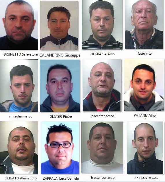 Gli arrestati nell'operazione antimafia a Catania