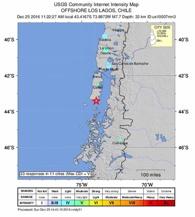 Potente terremoto in Cile: Magnitudo  7.7. Crolli e feriti