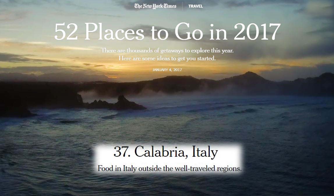 La Calabria orgoglio nazionale sul New York Time
