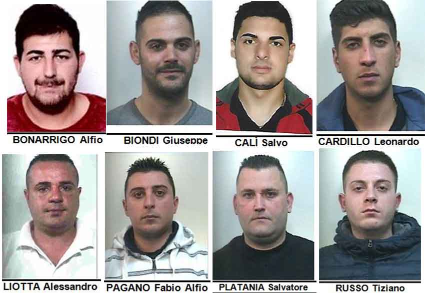 Gli arrestati nell'operazione Bingo a Giarre