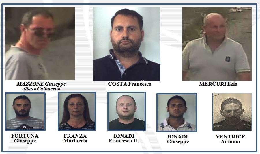Gli arrestati nell'operazione Calimero a Vibo Valentia