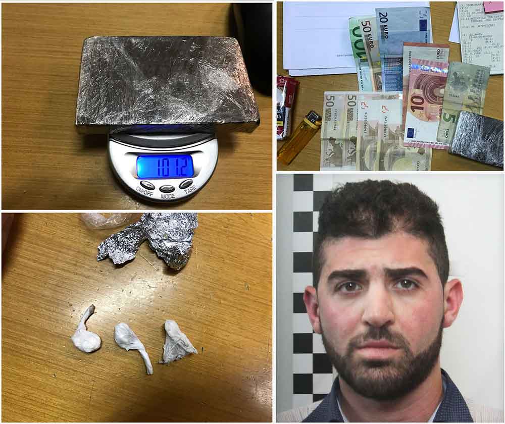 La droga sequestrata a Giovanni Aiello, nel riquadro