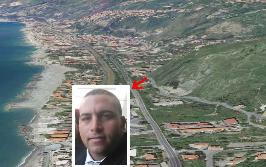 Il luogo dell'incidente a Cetraro nel riquadro Vito Sciammarella