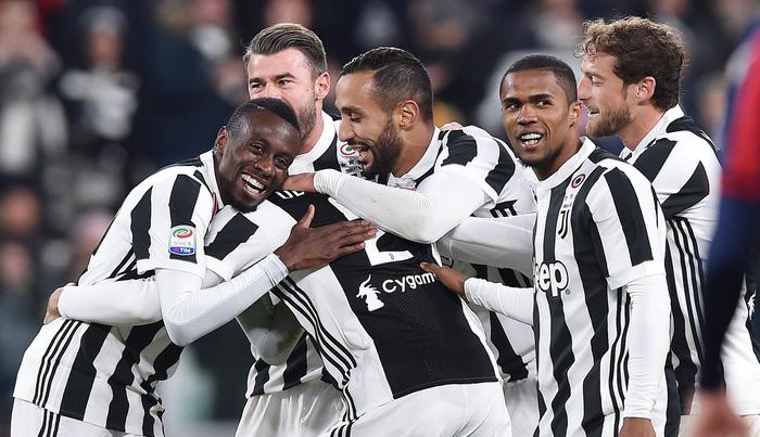 I bianconeri esultano al secondo gol contro il Crotone