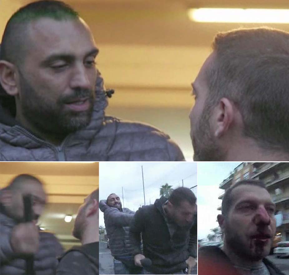 Una sequenza in cui Roberto Spada picchia il giornalista di Rai2 Daniele Piervincenzi