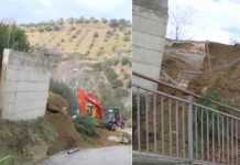 Il muro crollato a Montalto Uffugo