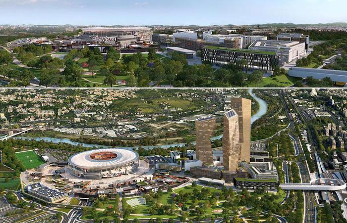 Confronto del progetto Stadio della Roma prima e dopo