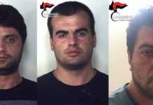 Da sinistra i georgiani arrestati Pilpani Giorgi, Davit Gazdeliani e Levani Gogichashvili