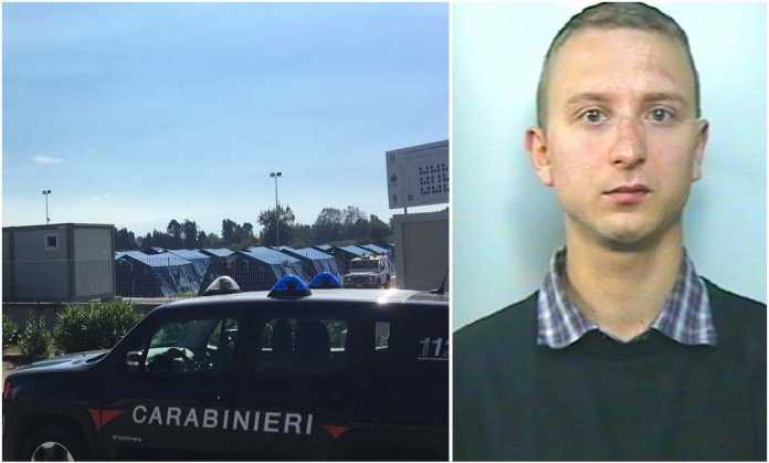 La tendopoli di San Ferdinando. A destra l'arrestato Roman Nasso