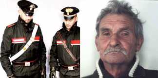 A destra l'arrestato Francesco Quattrone, a sinistra i militari con l'arma utilizzata