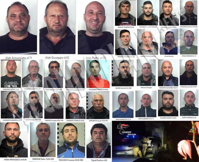 foto arrestati operazione Banco Nuovo tra Brancaleone, Africo e Melito Porto Salvo. In alto i fratelli Alati