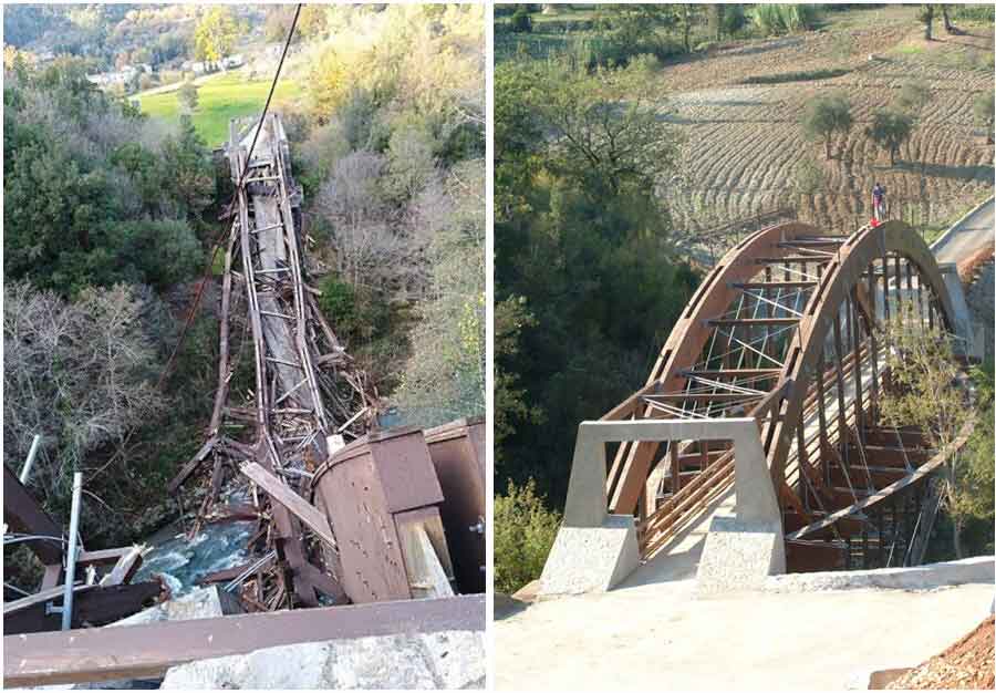 crollo ponte fiume Lao