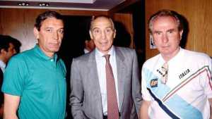 Da sinistra il dg della nazionale Gigi Riva, l'ex ct Enzo Bearzot con Azeglio Vicini