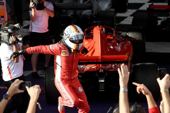 Sebastian Vettel  dopo la vittoria