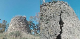 A rischio crollo l’antica torre di guardia Casamona a Riace Torre di guardia Riace