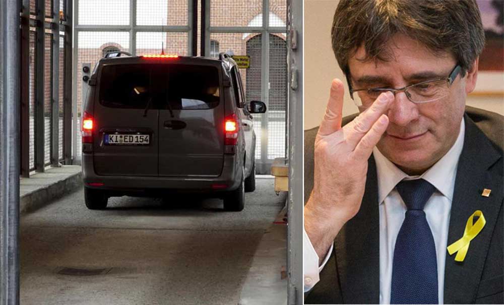 Il furgone con Carles Puigdemont varca la soglia del carcere in Germania
