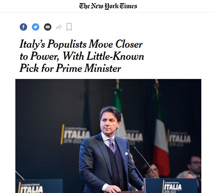 articolo Nyt dedicato a Conte