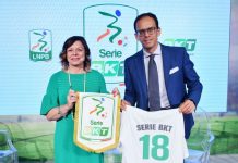 Calcio, la B cambia nome: per tre anni si chiamerà “Serie BKT” Da sinistra Lucia Salmaso, ad di BKT Europe e Paolo Bedin, direttore generale della Lega calcio di B