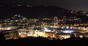 Crollo ponte Genova notte