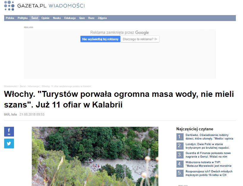 Tragedia Raganello GAZETA POLONIA