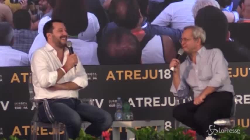 Salvini intervistato da Mentana alla festa di FdI Atreju 2018