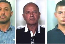 Da sinistra gli arrestati per l'omicidio Gioffrè Domenico Fioramonte, Saverio Rocco Santaiti e Giuseppe Domenico Laganà Comandè