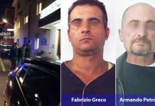 Da sinistra Armando Petrolo e Fabrizio Greco, ritenuti i rapinatori seriali in case nel Vibonese