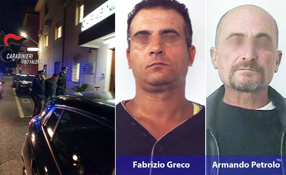 Fabrizio Greco e Armando Petrolo, ritenuti i rapinatori seriali in case nel Vibonese
