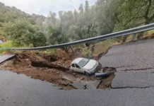 Maltempo, auto in una voragine nel Reggino, salvo il conducente